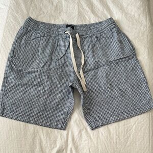 Blue Linen Shorts with Drawstring